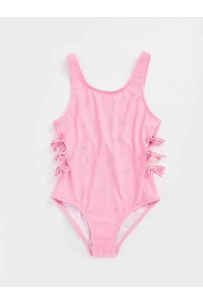 DEEP BEACH Girl's Swimsuit with Bowknot Textured Fabric