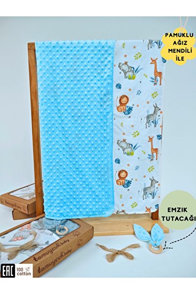 Tomuycuk Nohut Desenli %100 Pamuklu Çift Katlı Bebek Battaniyesi – 85x85 cm K...