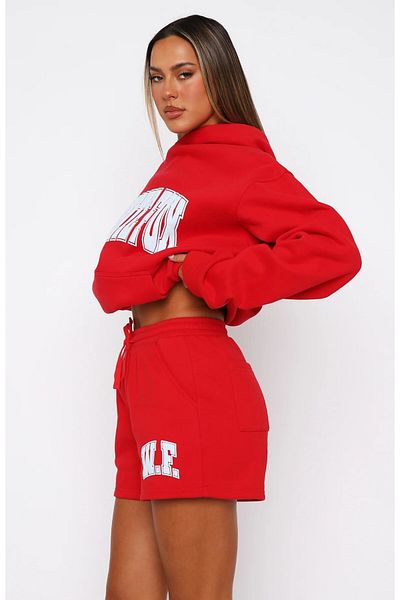 GIA - ART Wf White Color Printed Women's Comfortable Fit Double Pocket Shorts Red