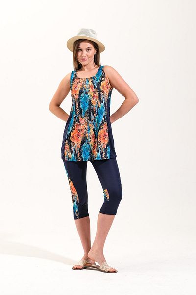 Plistre 2266_2-Piece Pool/Sea Swimsuit with Strappy Inner Lining and 4/3 Tights