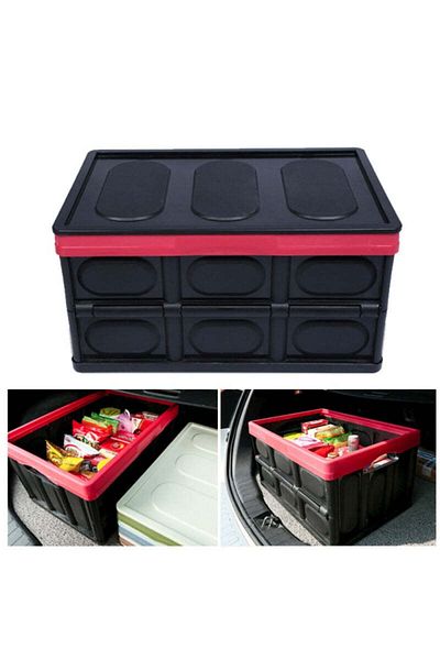 DRAMA HOME Foldable storage box black/red 42X29X23cm