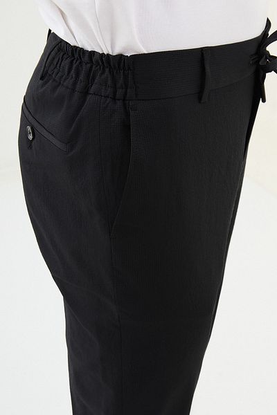 Mcr Ανδρικό παντελόνι Seersucker Super Slim Fit με ελαστικό κορδόνι μέσης μαύρο - 38291.25y