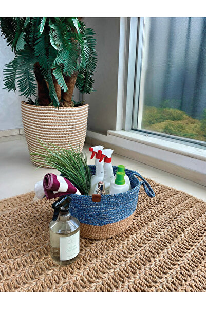 home inn Coș organizator cu mâner Rezistent la pete Albastru-Natural 31x20 cm