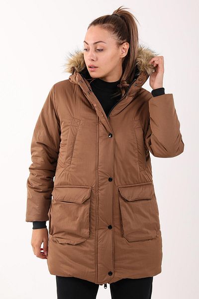 MARATON Regular Women's Hooded Long Sleeve Tan Parka 21418