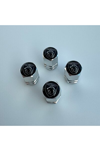 Aksefuar Lazer Peugeot Yeni Logolu Alüminyum Altıgen Sibop Kapağı 4'lü (Gümüş...