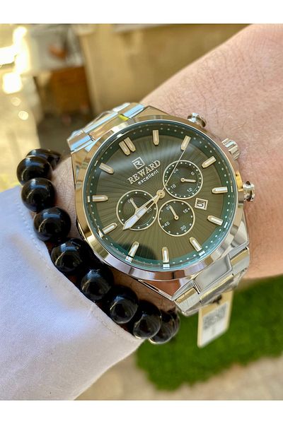 Reward Original Silver Color Waterproof Steel Men Wrist Watch Bangle Gift
