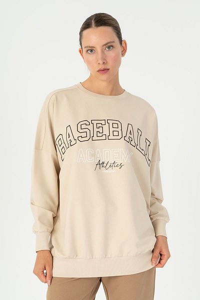 MARATON Oversize Women's Crew Neck Long Sleeve Clay Color Sweatshirt 22185