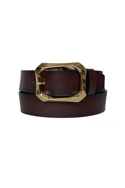 GoDeri 100% Genuine Leather, Gold Buckle Claret Red Women's Jeans Belt 4 Cm=tyc00353116170