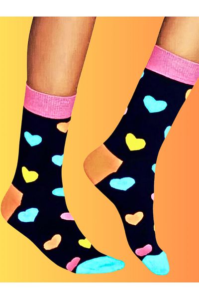 Shuttle Park Special Series Happy Colorful Hearts Patterned Socks Fun Comfortable Design Style Socket Seamless Socks