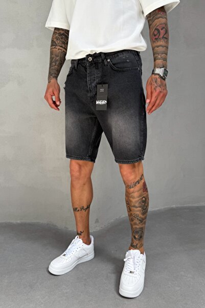 MADZEYMODA Ανδρικό τζιν σορτς από καπνιστό ύφασμα τζιν με σκισίματα KE-551