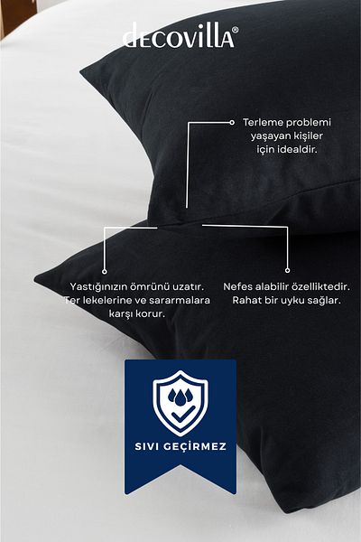 Decovilla Micro perne cu fermoar Set de 2 protectoare de perne rezistente la lichide 50x70