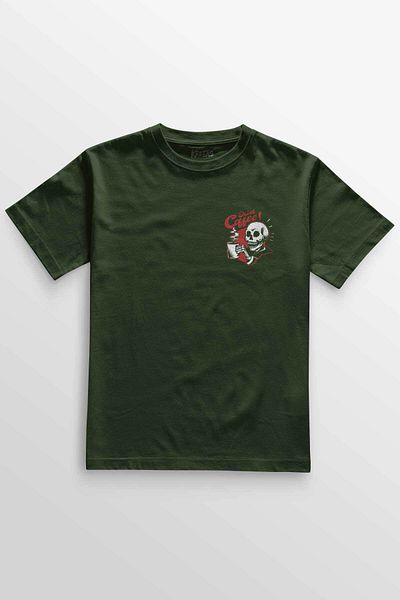 Kretas Χακί μπλουζάκι Drink Coffee Skull Coffee Funny Leisure εμπριμέ Unisex T-shirt