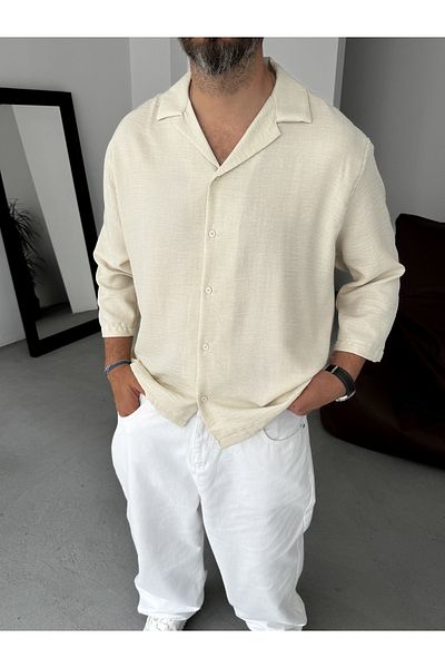 BYBASICMAN Beige Sofia Fabric Fakir Sleeve Shirt Res-5207