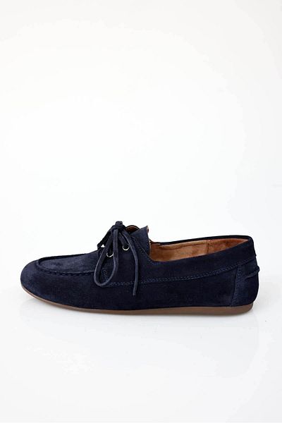 5in1Canpolat Navy Blue Suede Lace-Up Moccasin 24325