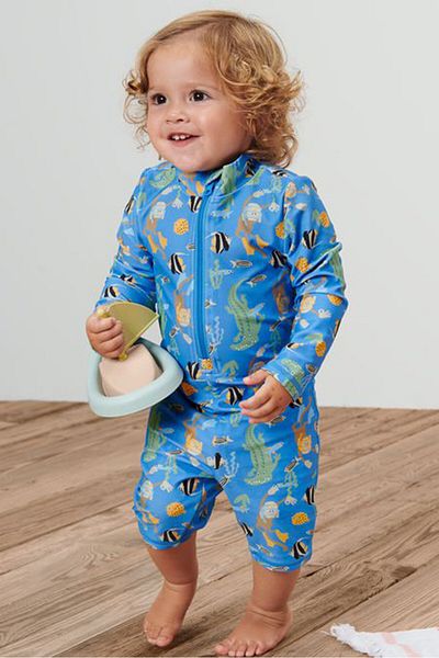 Tchibo Toddlers Girl Allover Print Romper, Blue