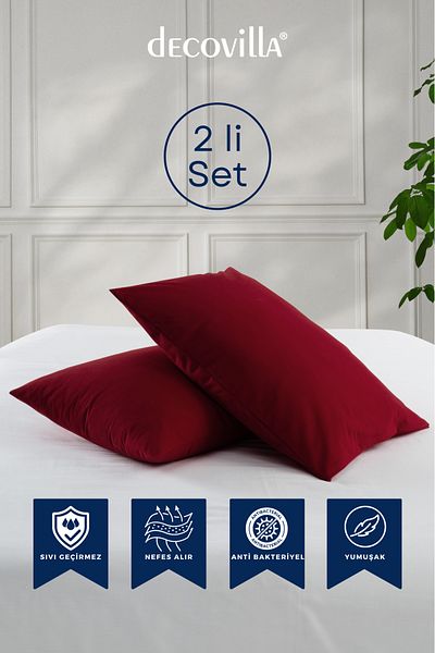Decovilla Micro Zippered Pillow Mattresses Liquid Proof Set of 2 Pillow Protector 50X70