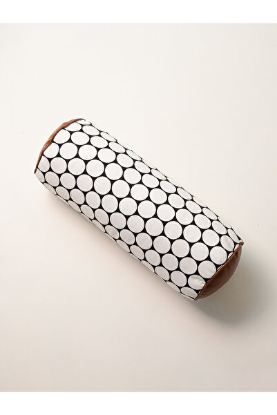 Galia Tasarım Lungo - Black Dotted Patterned Cylinder Sausage Roll Pillow