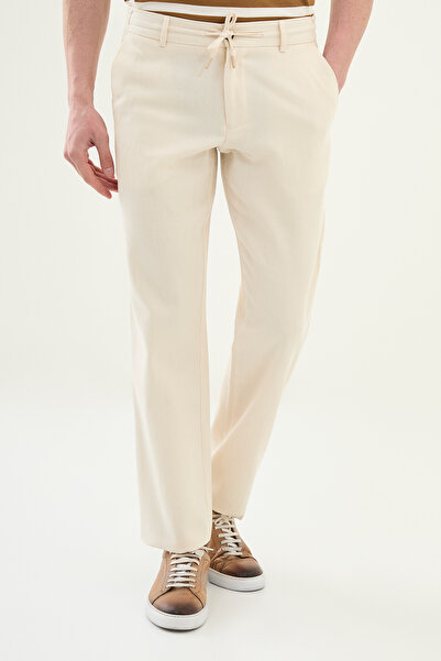 Mcr Прямі брюки Slim Fit з еластичним поясом, 100% бавовна, чоловічі, екрю - ...