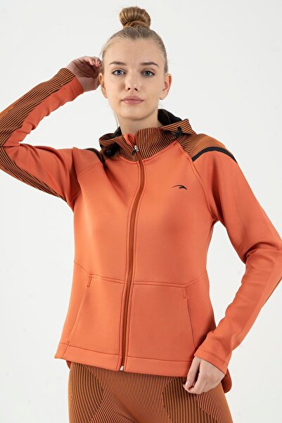 MARATON SlimFit Kadın Kapüşonlu Bakır Tracktop