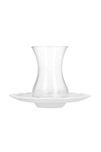 Mask Porland Beyaz Rölyefli Çay Tabağı 6'lı 12 cm (şekerin Islanmasını Önleyen Tasarım)