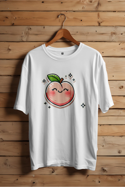 EVIus Oversize kroj Nasmejana breskva Štampano okrugla kragna T-shirt