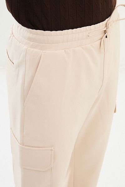 Mcr Plain Stone Color Super Slim Fit Elastic Waist Drawstring Cargo Pocket Men's Tracksuit