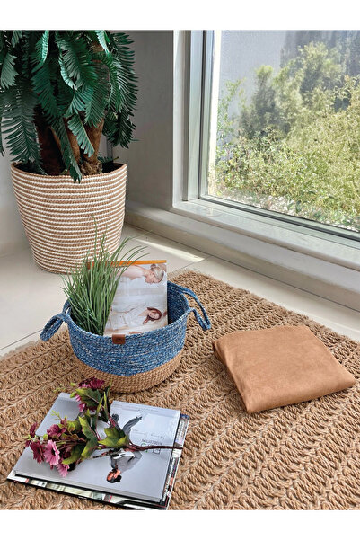 home inn Coș organizator cu mâner Rezistent la pete Albastru-Natural 31x20 cm