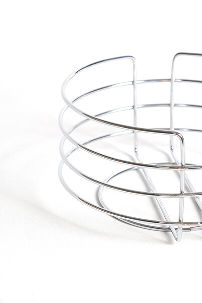 Rafiste Round Bread Bowl and Presentation Basket Chrome