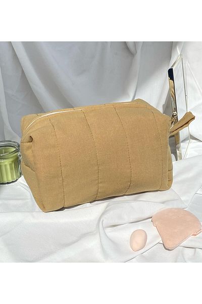 cosybag. Несесер за гримове с шевове, кафяв