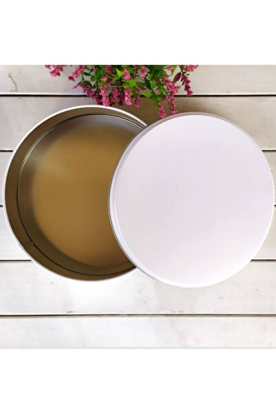 Çemrek Süs Parti Beyaz renk Metal Yuvarlak Çikolata Kutusu 22 cm Metal Kutu