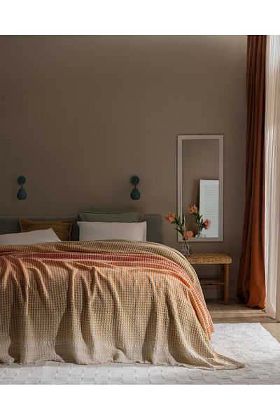 Madame Coco Lunevere Double 100% Cotton Bedspread - Orange