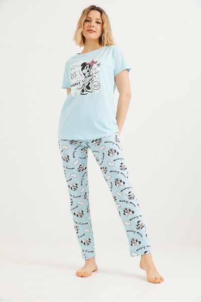 Raneel Kazançlı Alışveriş Set pijama cu mânecă scurtă imprimată albastru