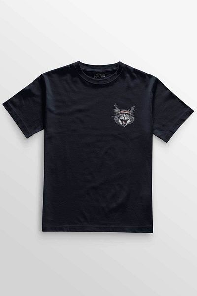 Kretas Μπλουζάκι Unisex Navy Blue Drummer Cat Drummer Μουσική Μουσική Drum Cute Minimal μπλουζάκι με στάμπα μπροστά