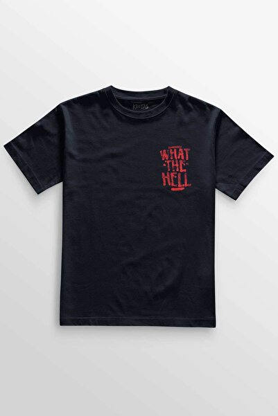 Kretas Unisex tamnoplava T-shirt What The Hell tekst minimalna Štampano majica