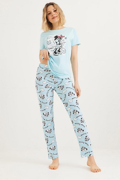 Raneel Kazançlı Alışveriş Set pijama cu mânecă scurtă imprimată albastru