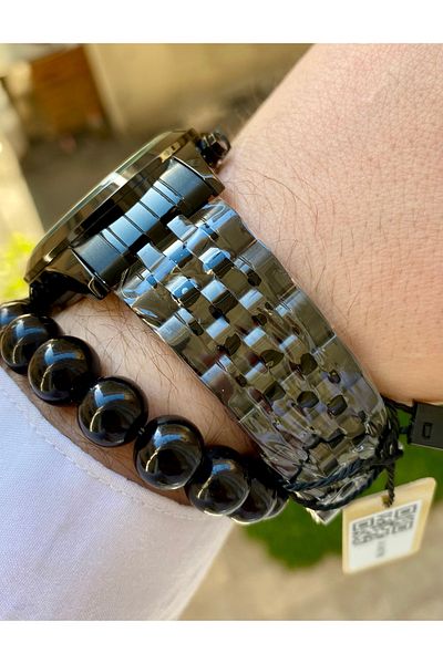 Reward Black Color Waterproof Steel Men Wrist Watch Bangle Gift