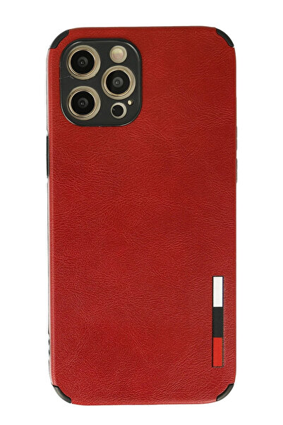 NewFace حافظة آيفون 12 برو ماكس حلقة جلد سيليكون - أحمر 1495635709