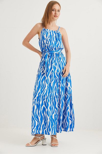 Raneel Kazançlı Alışveriş Φόρεμα Zebra Halter με λαιμόκοψη μπλε