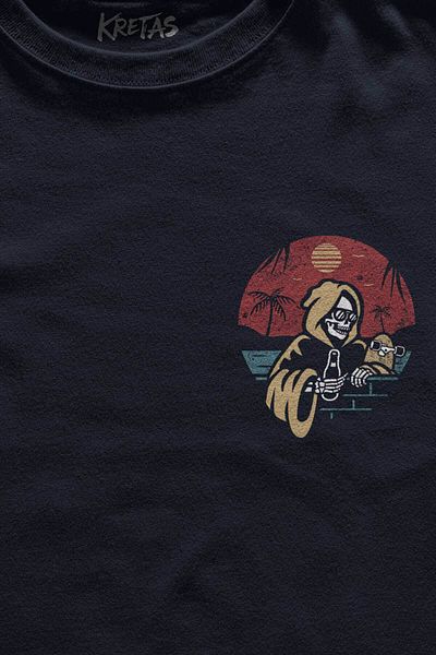 Kretas Μπλουζάκι Unisex Navy Blue Dont Kill My Vibe Funny Fun Minimal μπλουζάκι με στάμπα μπροστά