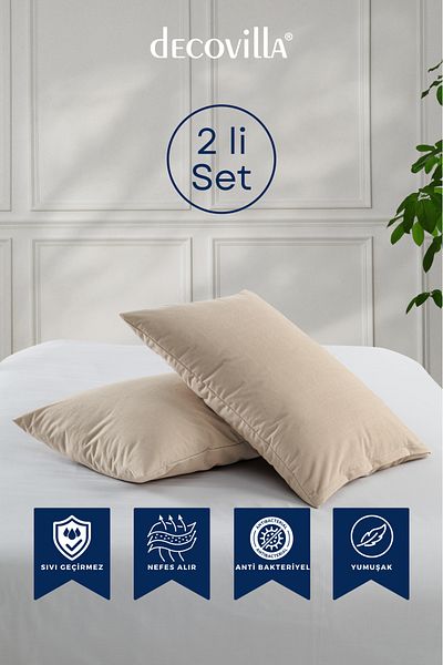 Decovilla Micro perne cu fermoar Set de 2 protectoare de perne rezistente la lichide 50x70