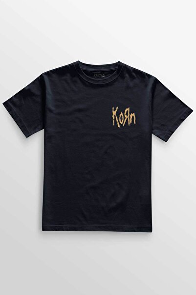 Kretas Unisex tamnoplava T-shirt Korn metal rok muzika minimalna prednja Štam...