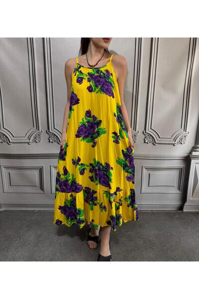 AGORATEKSTİL Rochie de damă din țesătură de viscoză cu model de trandafiri cu...