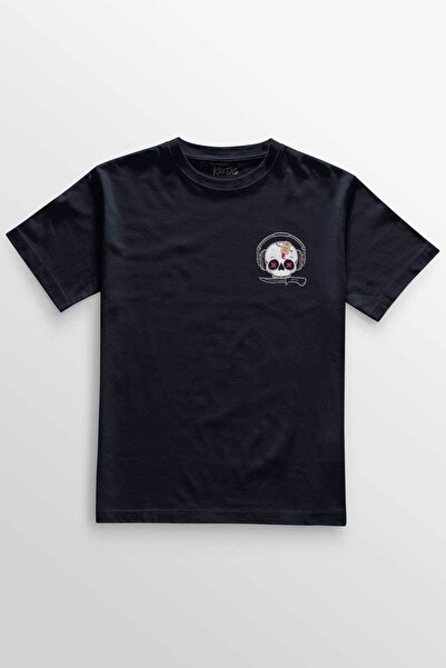 Kretas Unisex tamnoplava T-shirt slušalica za slušanje muzike u obliku lubanj...