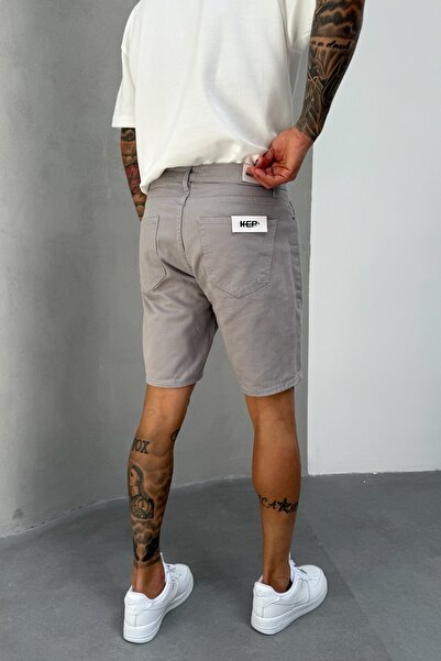 MADZEYMODA Gray Denim Fabric Men's Jean Jeans Shorts Ke-0503