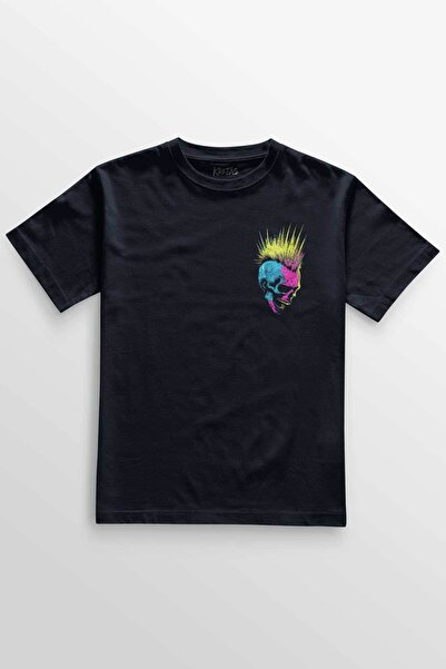 Kretas Unisex tamnoplava T-shirt Punk nije mrtav, mohawk gitara, rok muzika, ...
