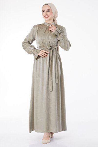 TOFİSA Sukienka z paskiem i kamieniami Mint - 25077