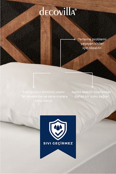 Decovilla Micro perne cu fermoar Set de 2 protectoare de perne rezistente la lichide 50x70