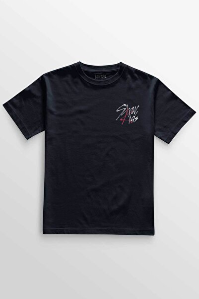 Kretas Unisex tamnoplava T-shirt Stray Kids korejska K-Pop minimalna prednja ...