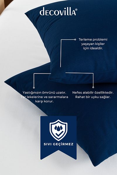 Decovilla Micro perne cu fermoar Set de 2 protectoare de perne rezistente la lichide 50x70