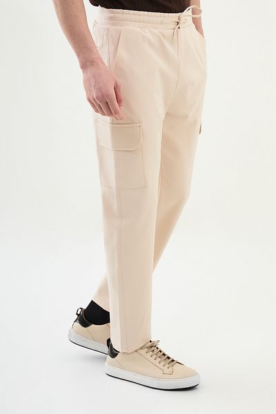 Mcr Plain Stone Color Super Slim Fit Elastic Waist Drawstring Cargo Pocket Men's Tracksuit